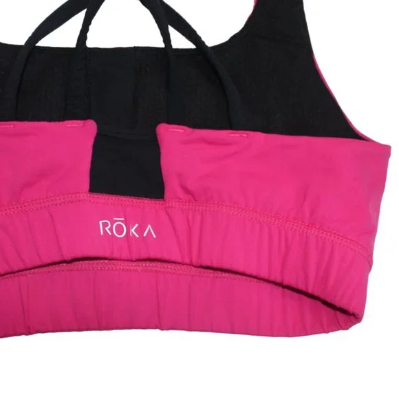 Hot Pink and Black Roka sports bra size Medium - Picture 4 of 7